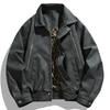 Men's lapel leather jacket men's spring and autumn new zipper vintage cargo cycling motorcycle jacket