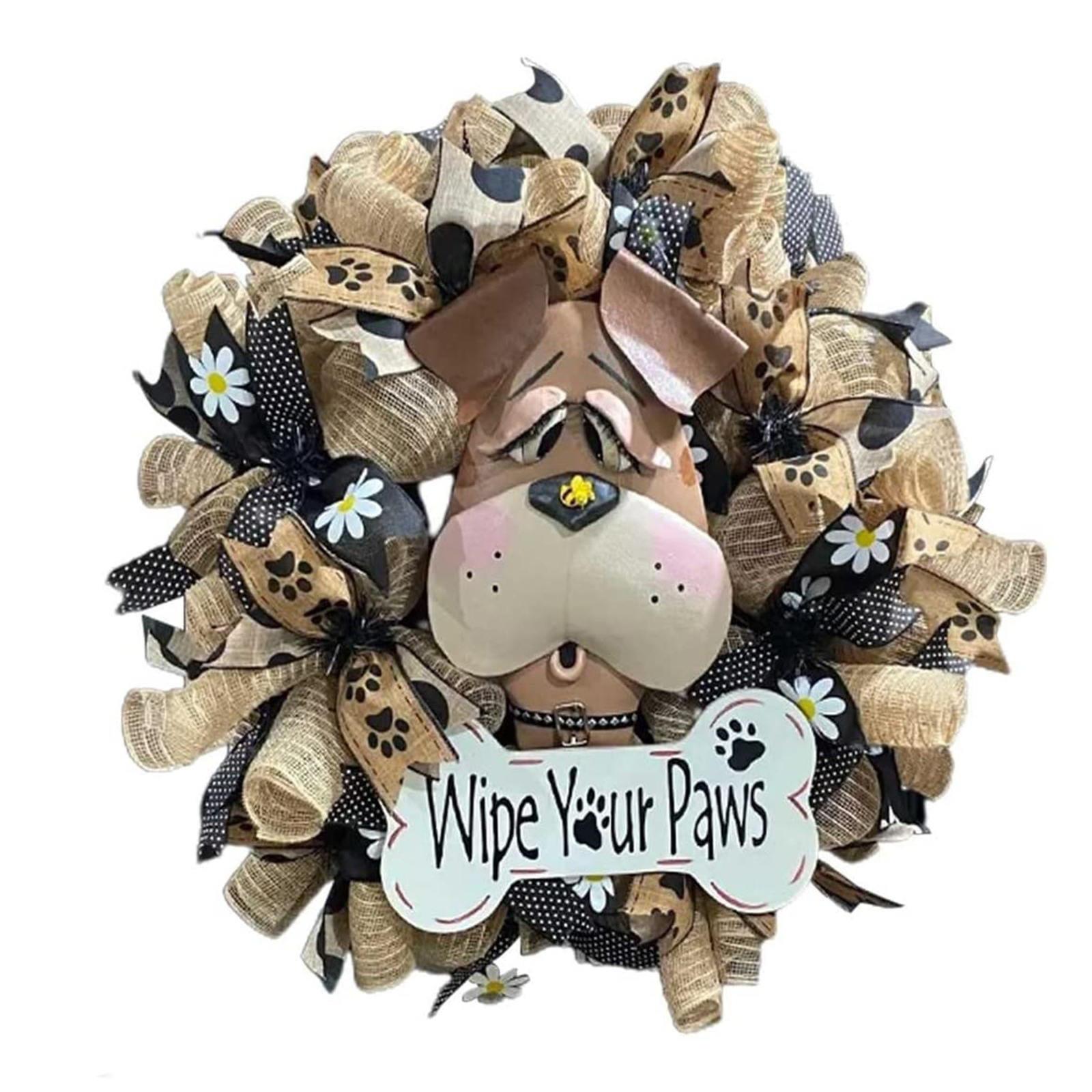 

(Куниде) Милая собака, дверная вывеска, венок, деревенский знак приветствия, декор для передней двери, настенный декор для сада, домашней комнаты, весенняя дверь, подвесные украшения для дома и улицы One Size