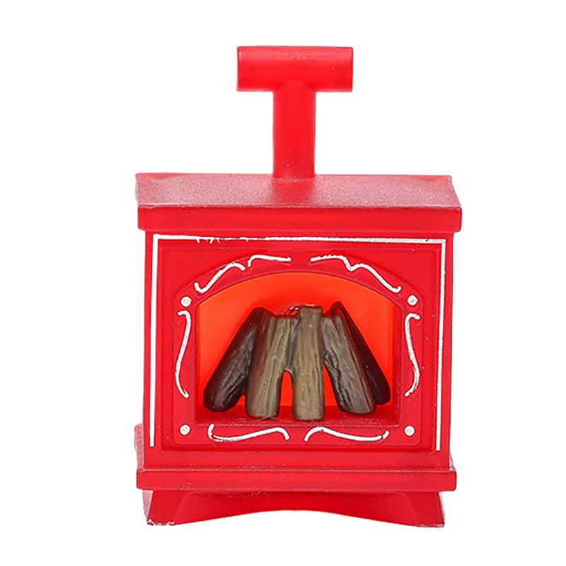 Dollhouse Miniature Fireplace Glowing Stove Model House Furniture Kitchen Living Scene Decor Toy