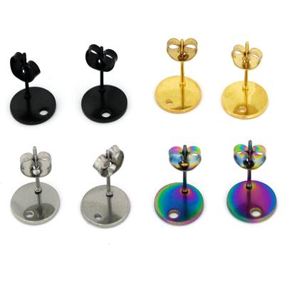10Pcs 10mm Stainless Steel Earring Studs Diy Findings Stud Earring With Earring Plug For DIY Earrings Jewelry Making Supplies
