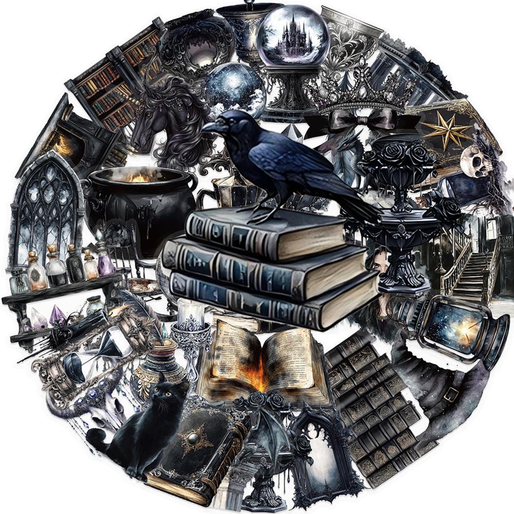 10/30/50pcs Transparent Dark Magic Witch Stickers Gothic Graffiti Phone Case Motorcycle Waterproof Cool Cartoon Decals Toy