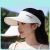Sun Protection Wide Brim Hat For Women Summer Uv Blocking With Letter Embroidery For Beach And Travel