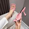 Maogu Luxury Pink Orange Women's Shoes 2024 Trend New Fashion Slippers Fashion Slides Ladies Elegant High Heel Summer Sandals