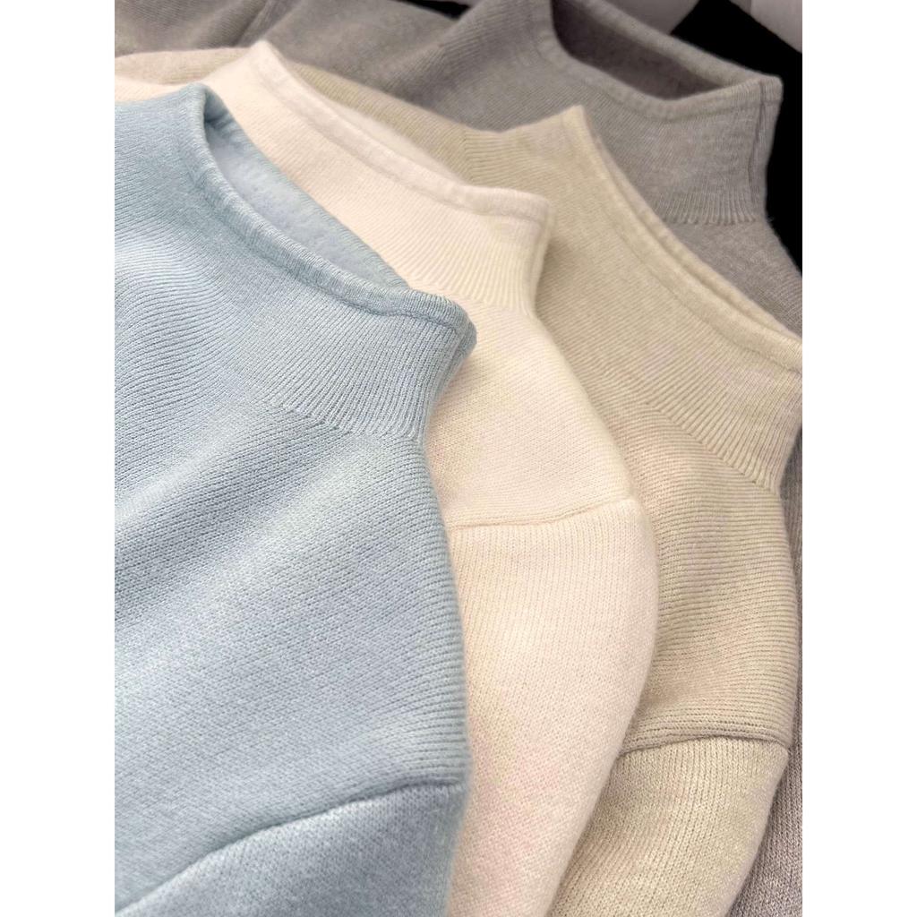 Spring, Autumn and Winter New Milk Waxy Versatile Semi-turtleneck Plush Thickened Sweater Bottom Shirt Femininity Inner Top