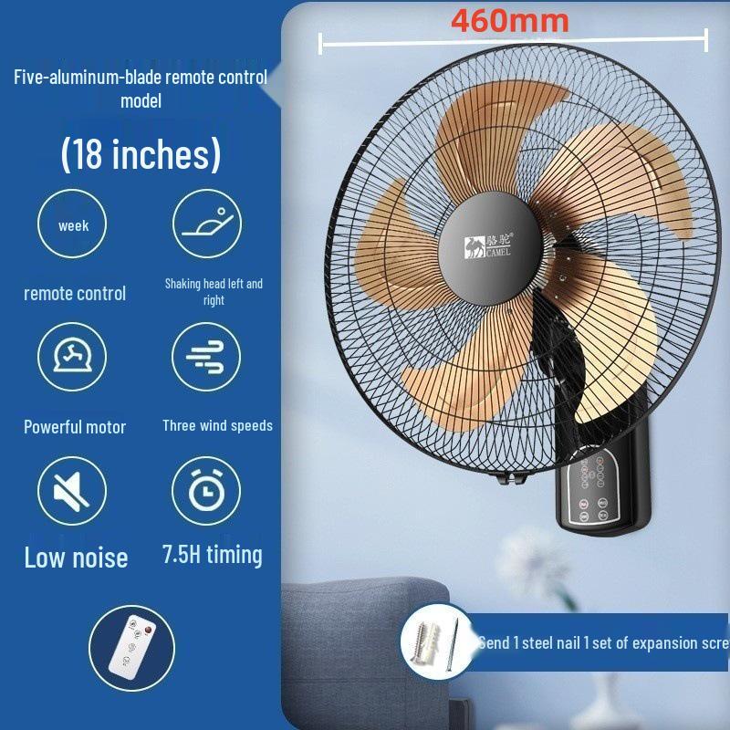 Ventilador Elétrico de Parede Camel Cobre Puro para Casa, Industrial, Restaurante, Sala de Estar e Dormitório.