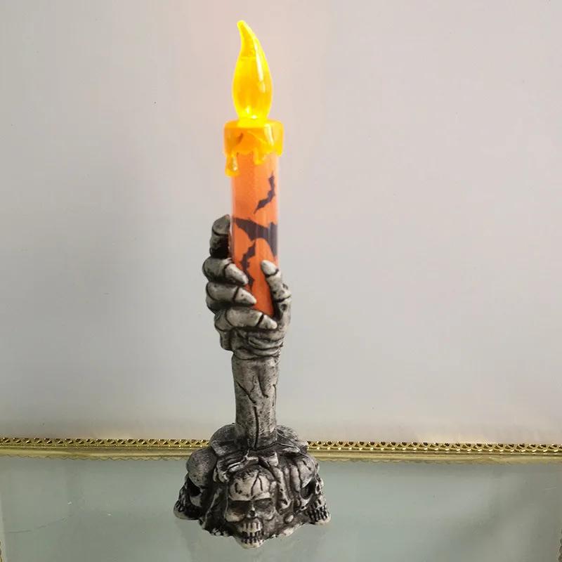 Halloween Candle Light LED Colorful Candlestick Table Top Decoration Horror Skull Ghost Party Halloween Party Home Bar Decor