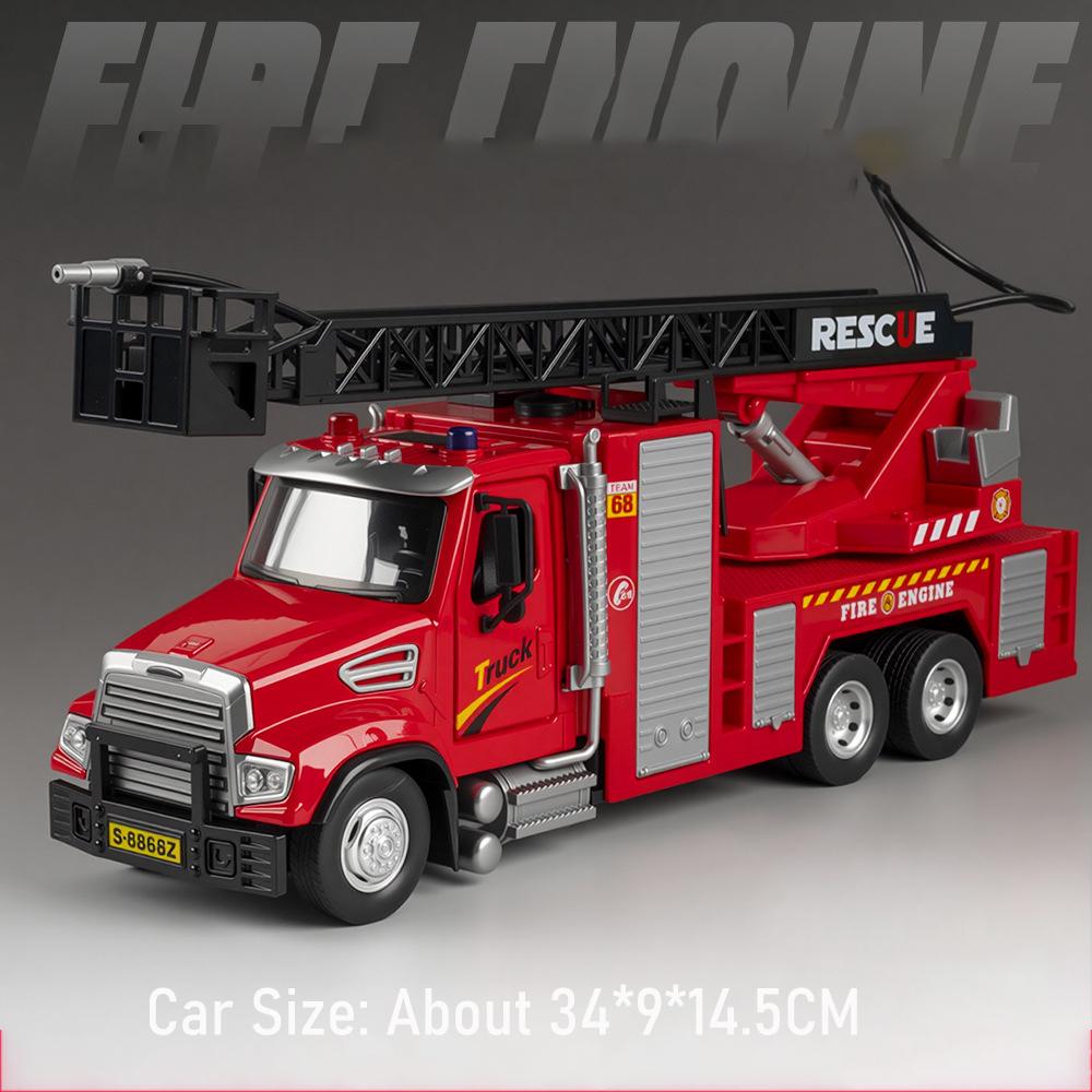 1:32 Alloy Fire Engineering Vehicle Series Model Diecast Car Toys Water Truck Doors Opened Rubber Tires Container Festival Gifts