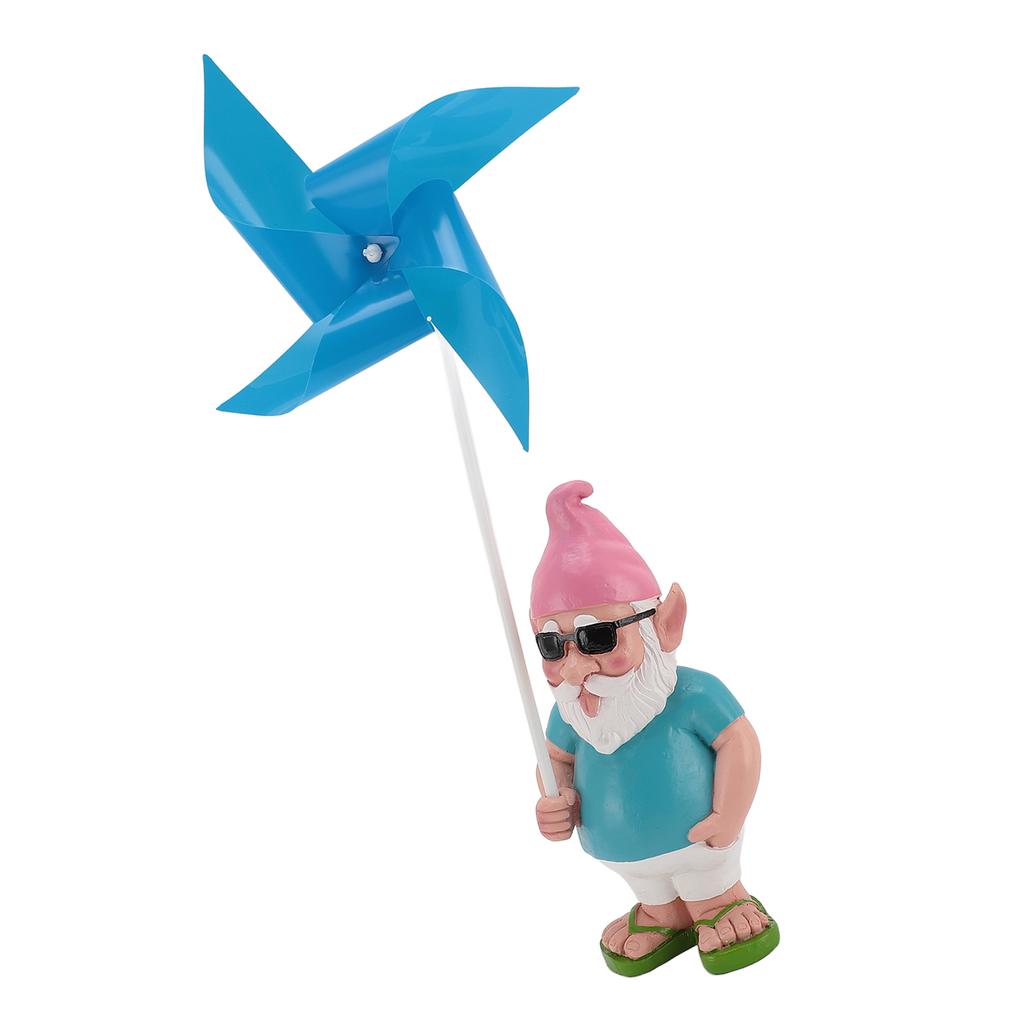 Garden Gnome Statue with Big Windmill Yard Art Sculpture Resin for Indoor Outdoor Patio Lawn Garden