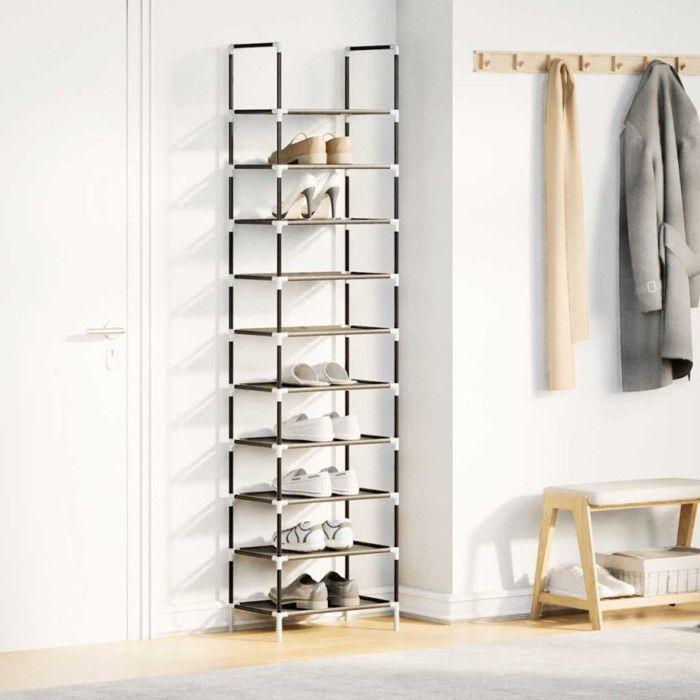 Étagère à chaussures - VIDAXL - 10 niveaux - Noir - Tissu non tissé - 44x28x180 cm