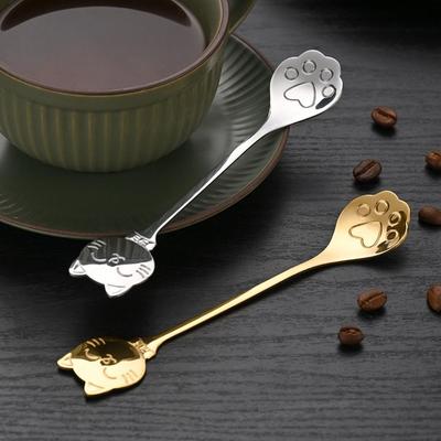 Cute Stainless Steel Cat Paw Teaspoon Paw Design Funny Ice Cream Spoon Novelty Mini Size Stirring Spoon Kitchen