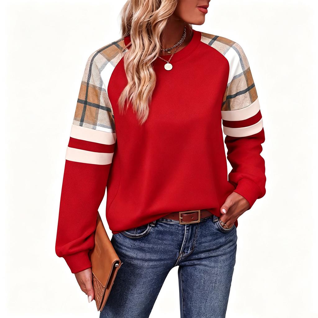 Women's Fashion Casual Long Sleeve Crewneck Pullover Sweatshirt for Everyday Wear