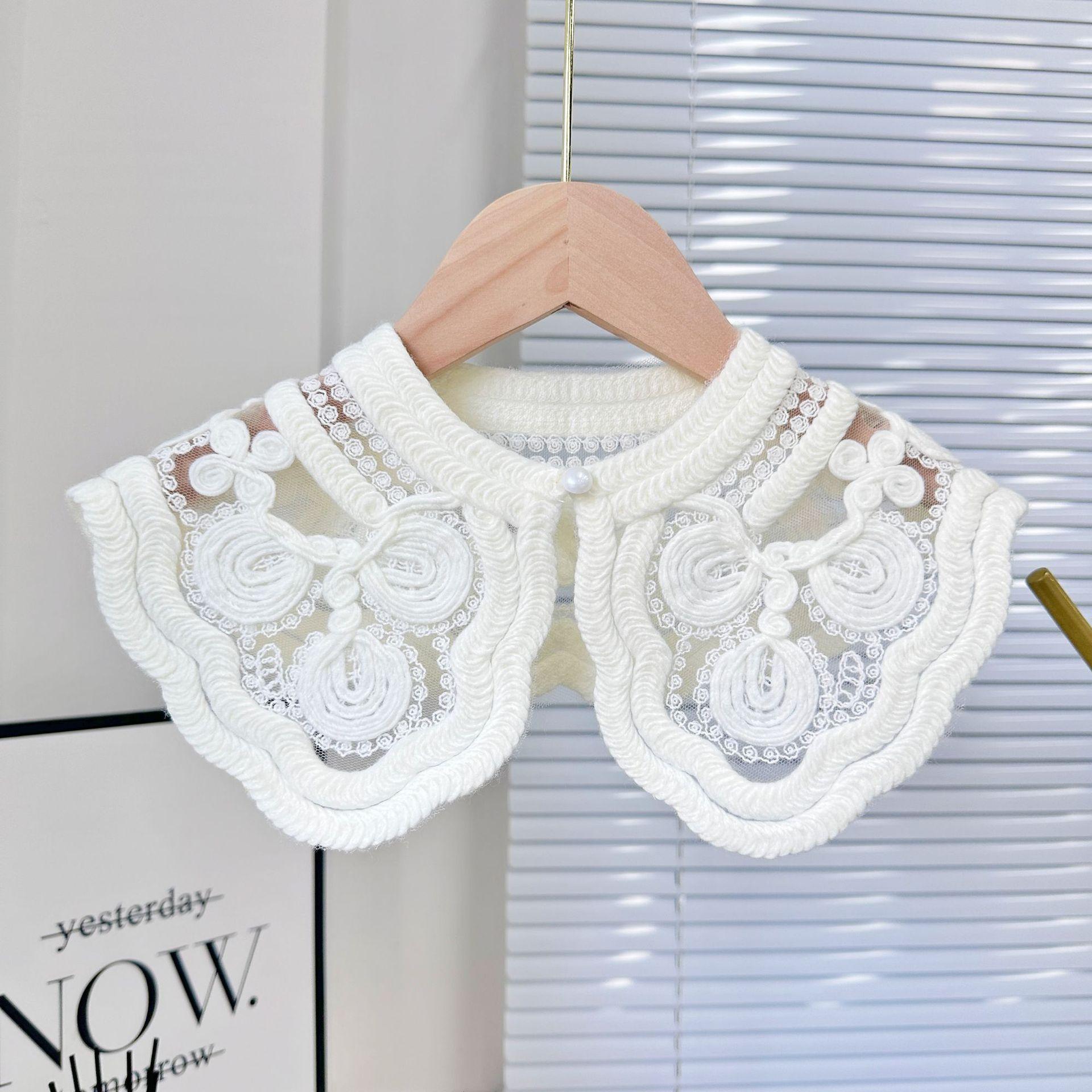 

Xiaoxiangfeng китайский узел вязаный кружевной вышитый белый жемчужный пряжка маленький воротник носить поддельный воротник