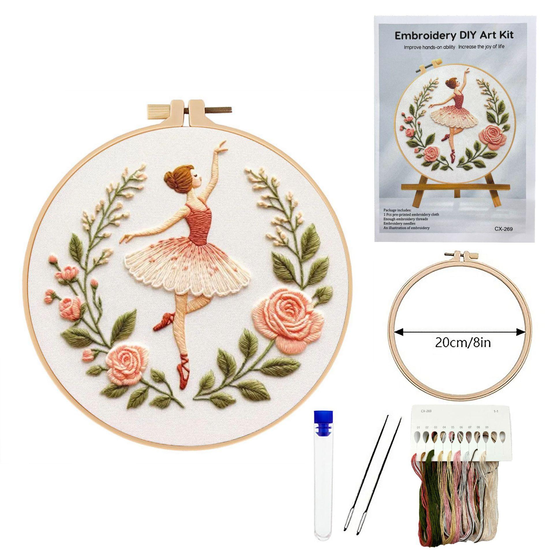 

1 набор Набор для вышивания «Цветочная фея»: Материалы и инструменты для вышивания своими руками, подходят для начинающих, включают учебник по стежкам. Набор материалов для вышивки 20cm