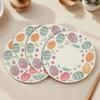4 PCS/Set Easter Round Placemats Linen Spring Farmhouse Round Table Mats Easter Placemats for Easter Party Dining Decoration