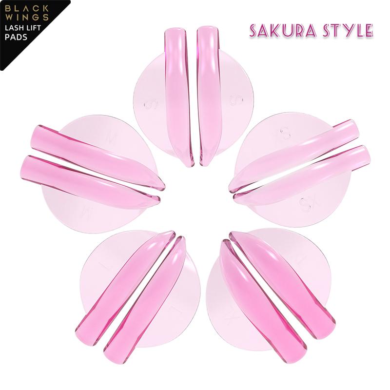 BLACKWINGS 5 Pairs Eyelash Perm Silicone Pads, Curling Pads for Lash Lift,   with Size Guide Chart, Hypoallergenic Reusable Accessories