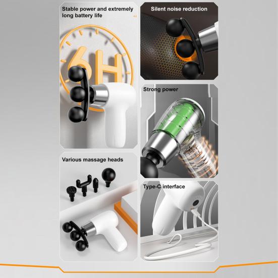 Mini Percussion Massager Portable Deep Tissue Massager 6 Speeds & 9 Attachments Silent Operation Massage Tool for Muscle Relief