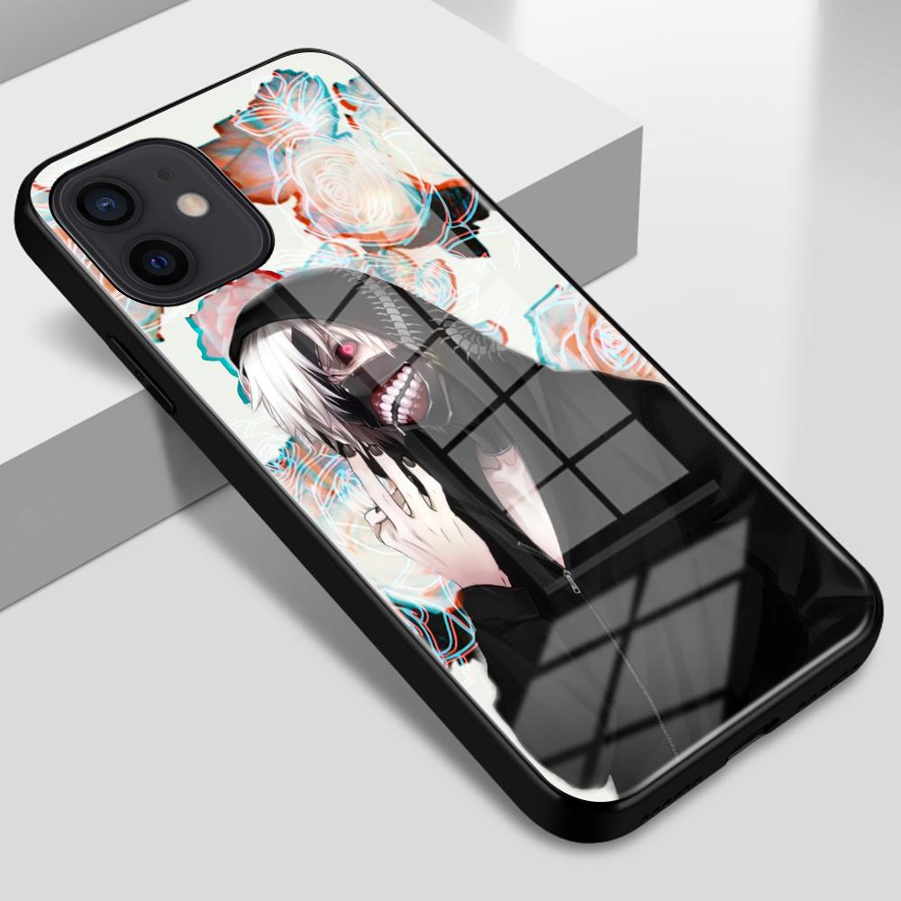 For iPhone 6 6S 7 8 14 Plus X XR XS 11 12 13 14 Pro Max SE2020 Tempered Glass Anti-Fall Anime Tokyo Ghoul Case