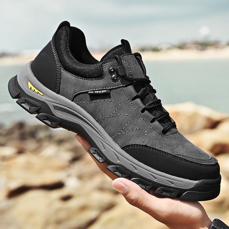 Sports non-slip versatile lace-up tooling casual shoes outdoor shoes men's genuine leather soft-soled low-top mountaineering shoes