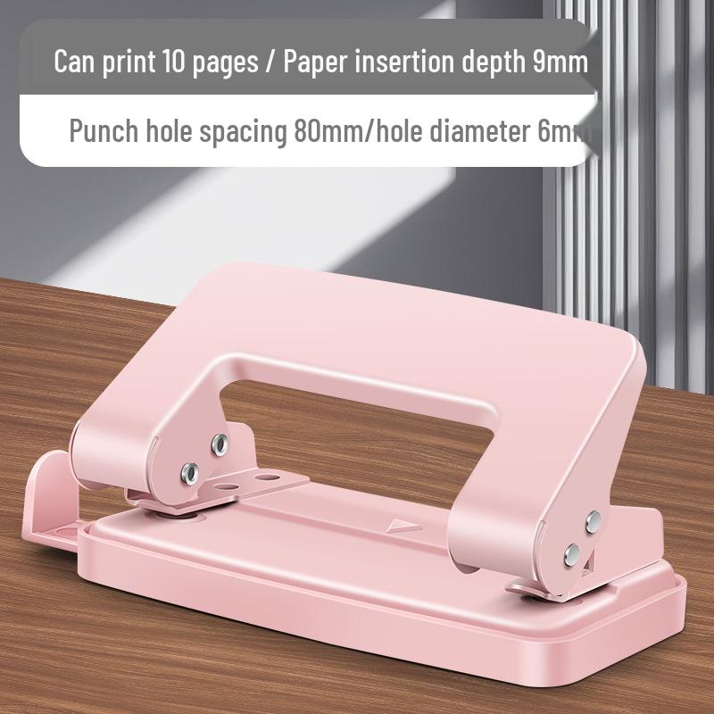 Large Double Hole Punch Binder & Loose-leaf Clip - Student Round Ring Two-Hole Puncher