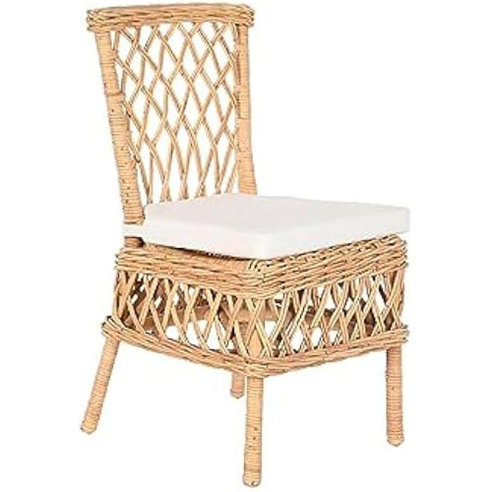 Chaise - DKD Home Decor - Standard - Blanc - Rotin - 1 place