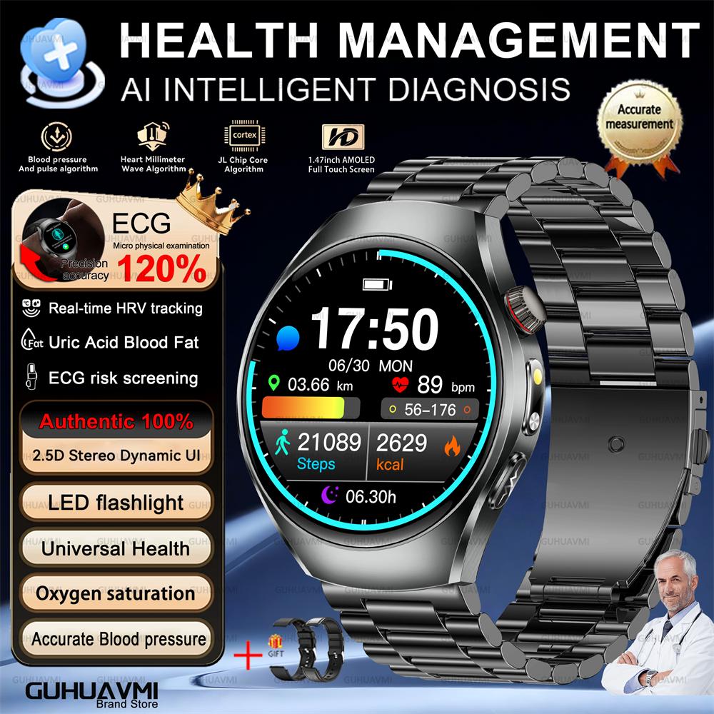 2026 Brand New Upgrade Health Check Smart Watch ECG Blood Lipid Uric Acid Body Fat Sports Waterproof Smart Watch For Man Women