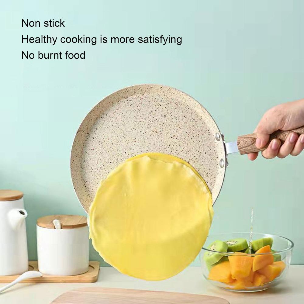 Non Stick Flat Bottomed Pan Beige Flat Bottomed Cooking Pot Durable Frying Pan  Breakfast