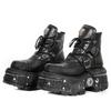 Luxury Men's Shoes Fashion Motorcycle Boots 2026 Genuine Leather Handmade Gothic Men Boots Women's Punk Metal Platform Shoes New