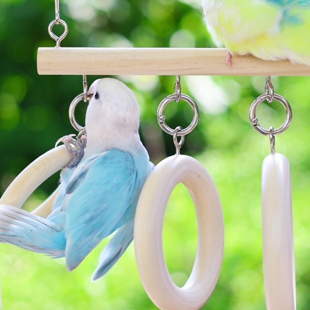 Wooden Parrot Ladder with Hook Bird Perch Swing Stand Toy Parakeet Loop Tunnel  Small Birds