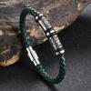 Trendy European-American Woven Leather & Stainless Steel Bracelet