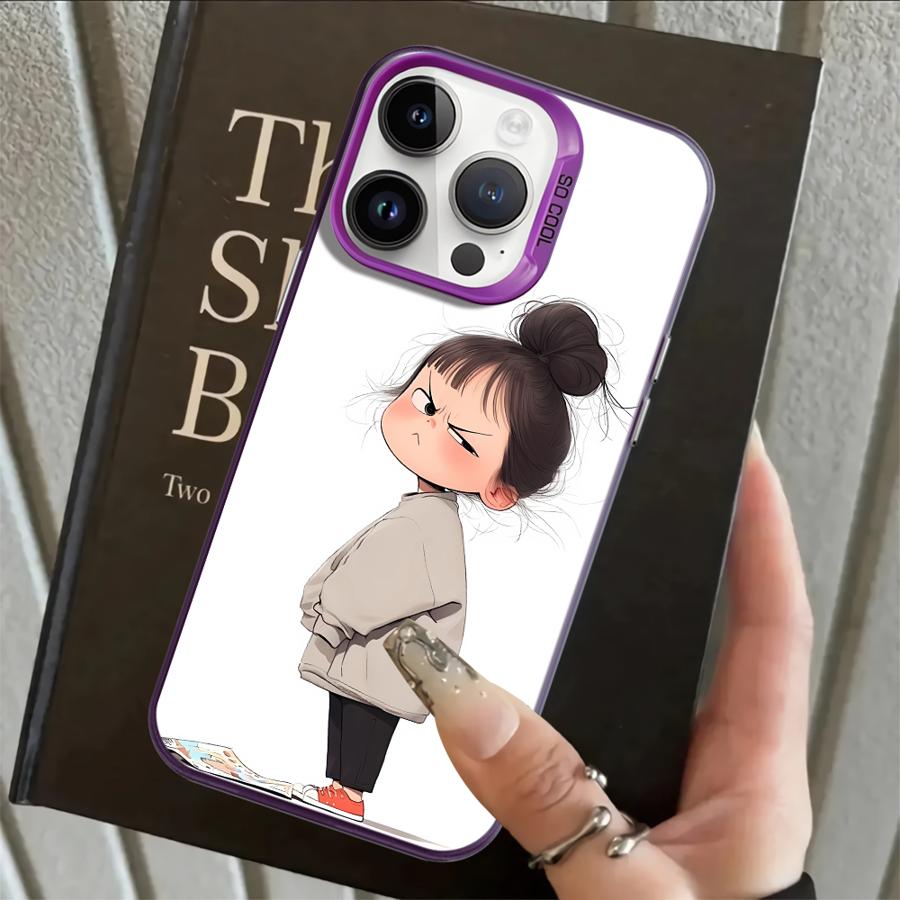 Case for iPhone 17 Pro Max XR 12 14 15 Plus 13 Pro XS Air 16 11 Back Phone Cover Cute Angry Girl