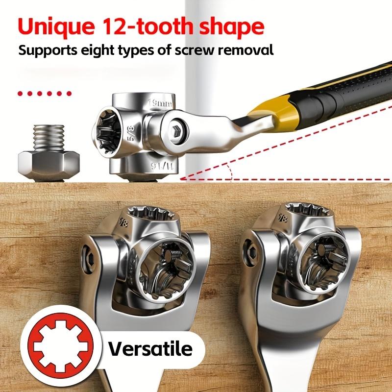 52 In 1 Tooth Shaped Multifunctional Wrench Socket Metric 360 Degree Multifunctional Sleeve Wrench Tool 8-19mm, 12 Tooth Non-magnetic Ratchet