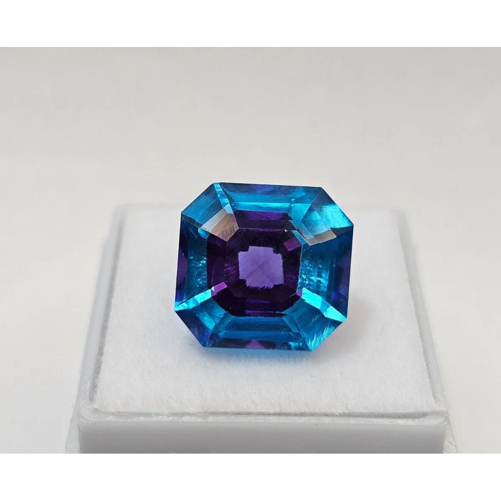 Bi-Color Pitambari Sapphire Asscher Cut 15-16 Ct Fabulous Certified Gemstone