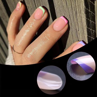 240 Pieces Boxed Color Short Nail Patch French Multi-color Wearable Nail Fake Nail Clip Detachable