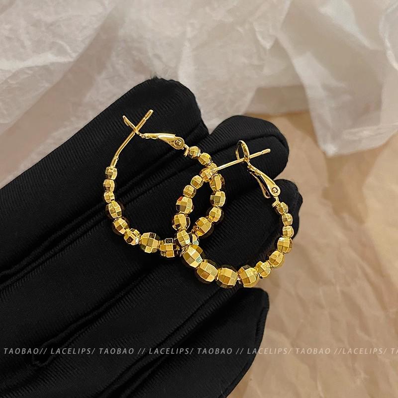 

Серьги-кольца Golden Bean в ретро-гонконгском стиле для женщин — модные, универсальные и вдохновленные знаменитостями