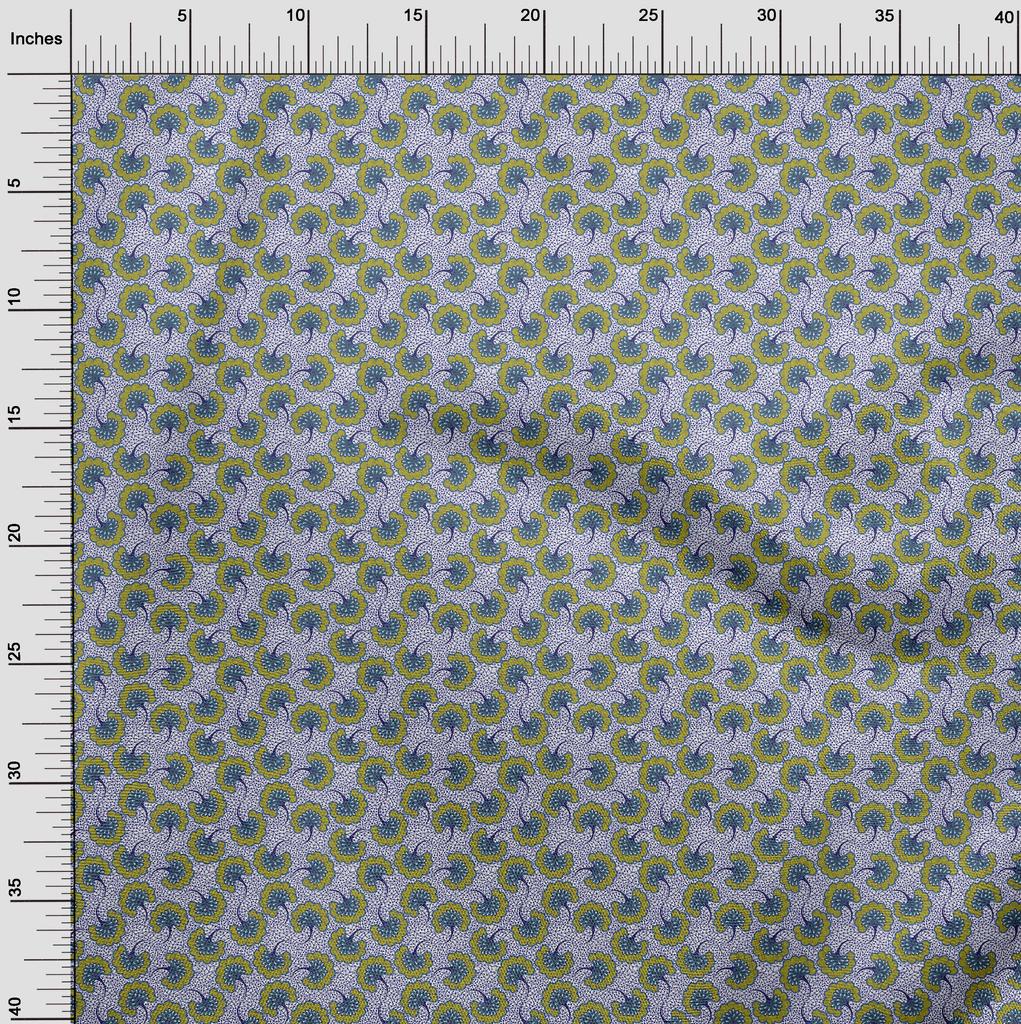 oneOone Cotton Flex Indigo Blue Fabric Asian Japanese Floral DIY Clothing Quilting Fabric Print Fabric by Yard 40 Inch