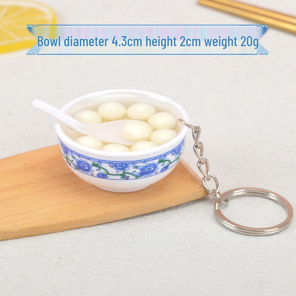Chinese-Style Edible Toy Keychain: 4cm Simulation Food Bowl Pendant Gift