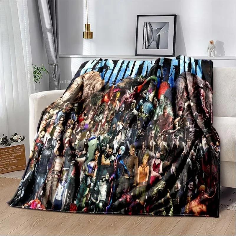 R-Resident Evil Game Gamer Soft Plush Blanket Leon Ada Red Umbrella Blanket for Living Room Bedroom Bed Sofa Picnic Office Cover