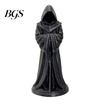 Dust-proof Resin Figure 3D Printed Hooded Robe Ornament, Matte Black Faceless Monk Figurine, Vintage Sculpture Gothic Style Sculpture, for Halloween