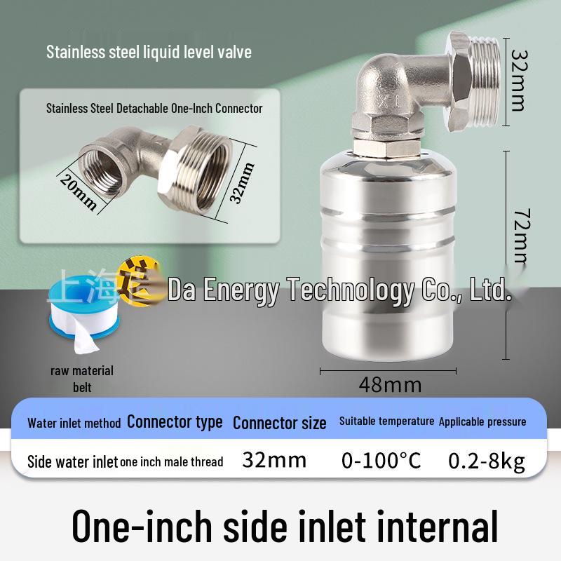 Automatic Stainless Steel Water Level Controller with Float Valve and Switch, NPT Thread