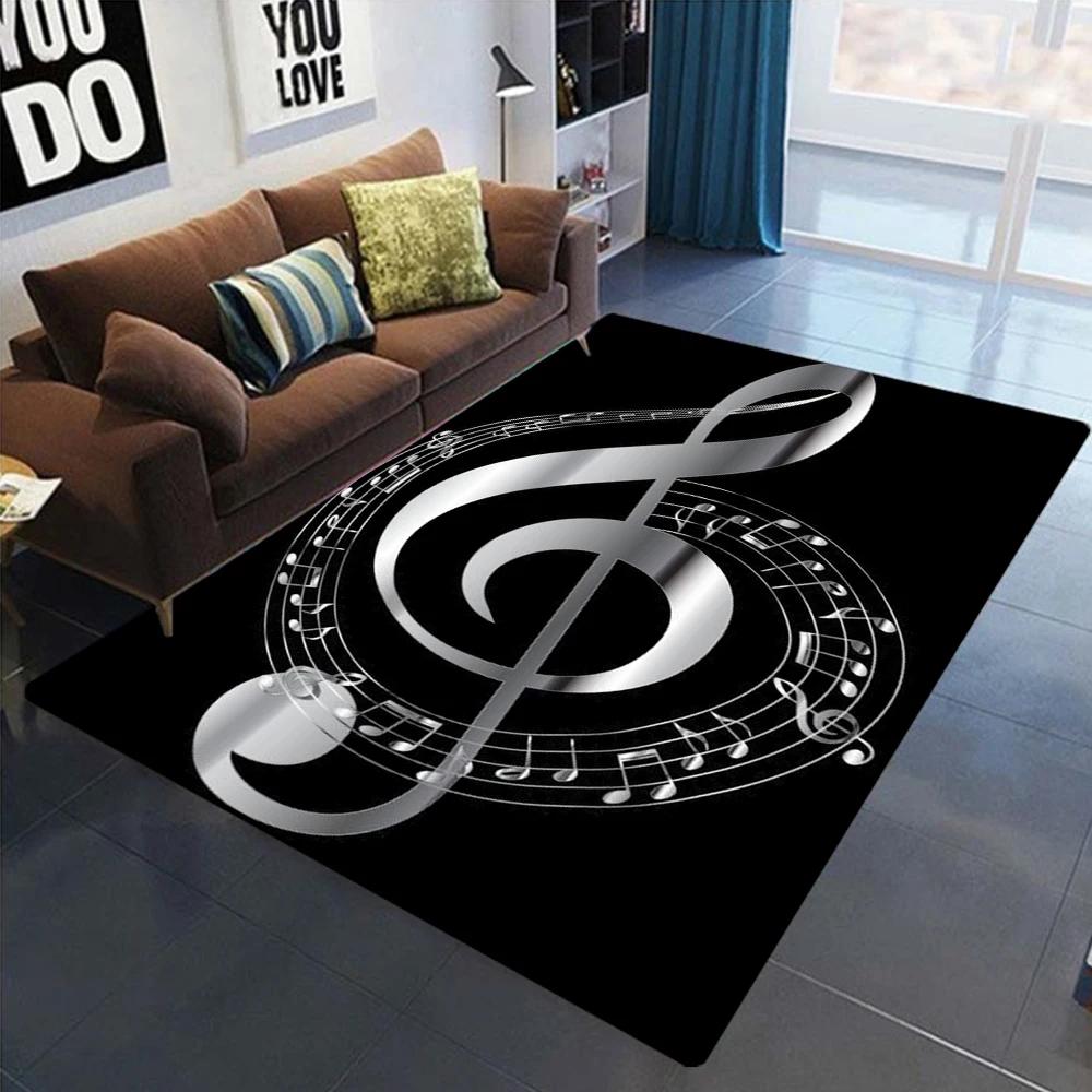 Colorful Symbol Carpet Mat Rug Music Note Pattern Non-Slip Floor Mat for Living Room Bedroom Home Decoration Gradient Design