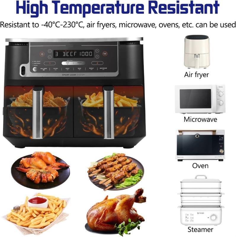 2 Pack Multifunctional Air Fryer Pads Silicone Air Fryer Tray Silicone Pots Liners Silicone Air Fryer Mats for Air Fryer