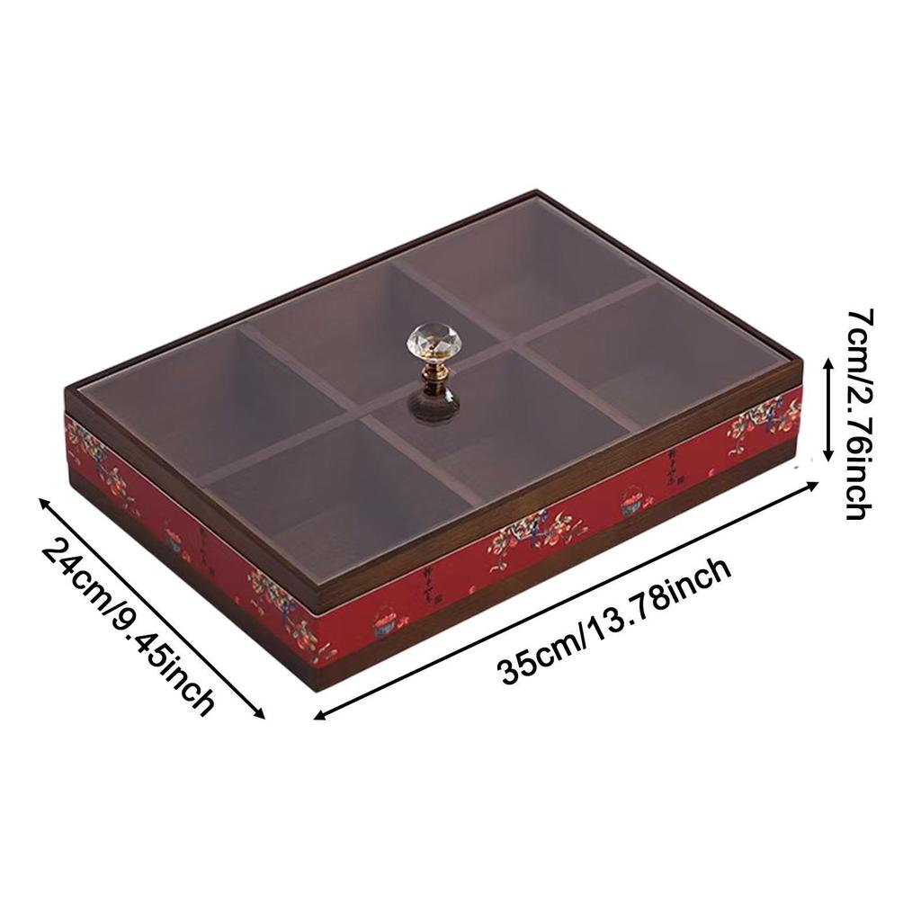 Divided Serving Tray Appetizer Decorative with Clear Lid for Candy And Fruits Dessert Cookies