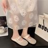 Flat Bottom Hollow Breathable Half Support with Skirt Sandals New Mesh Bag Head Half Slippers Women's Summer Wear