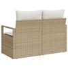 Sofa de jardin 2 places vidaXL avec rangement et coussins en poly rotin beige 42006766