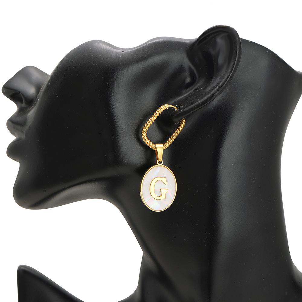 1 Pair Stainless Steel Round Oval Embossing Ear Rings Korean Earrings Hoops Earring for Women Female Girls Metal Luxury Jewelry