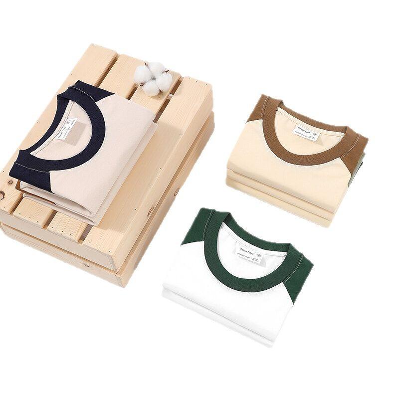 Men Casual Loose Crew Neck Striped Color Block Short Sleeve Daily T Shirt