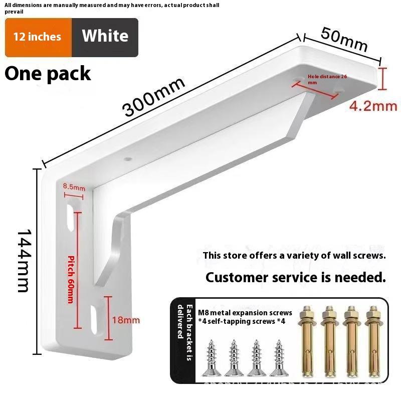 1/2Pcs Black/White/Silver Stainless Steel Corner Code Triangle Bracket Load-Bearing Bracket Wall Fixed Corner Storage Rack