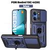 Armor Shockrpoof Hybrid Heavy Duty Phone Case For Xiaomi Redmi 15C 14C 13C Magnetic Ring Holder Stand Slide Lens Cover Redmi Note 14 12 13 15 Pro Plus