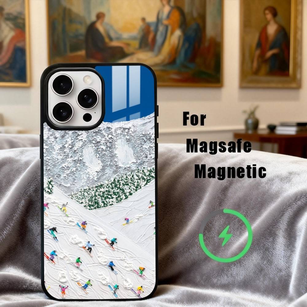 S-Snow Mountain S-Skiing Ski  Phone Case For iPhone 17,16,15,14,13,12,Plus,Pro,Max for Magsafe Magnetic Wireless Charging