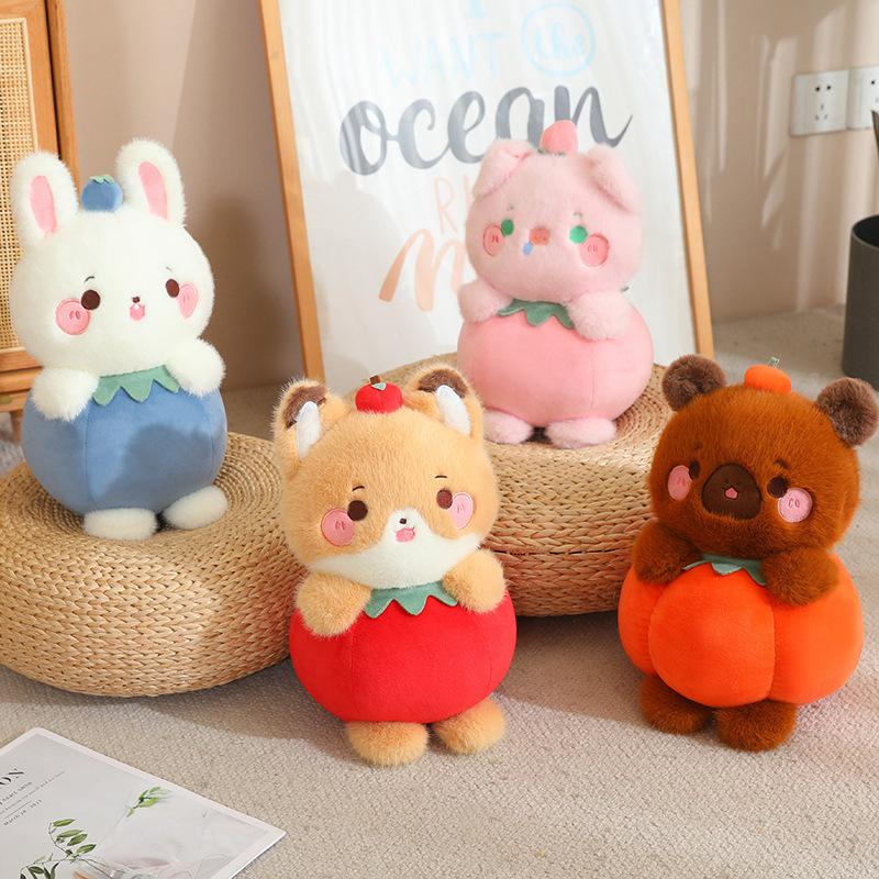 Creative Fruit Animal Rabbit Pig Doll Plush Toy Shiba Inu Capybara Doll Children's Soothing Ragdoll Doll